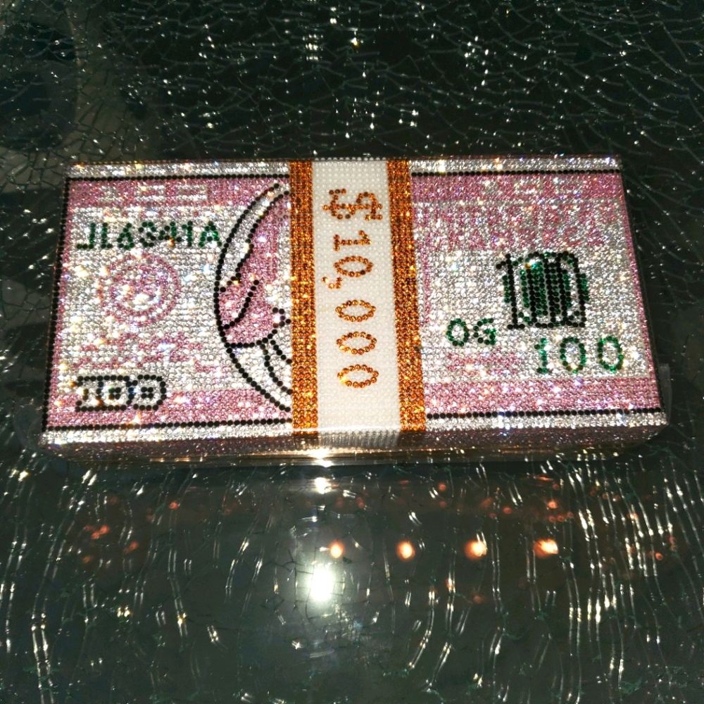 MONEY STACK CLUTCH PINK